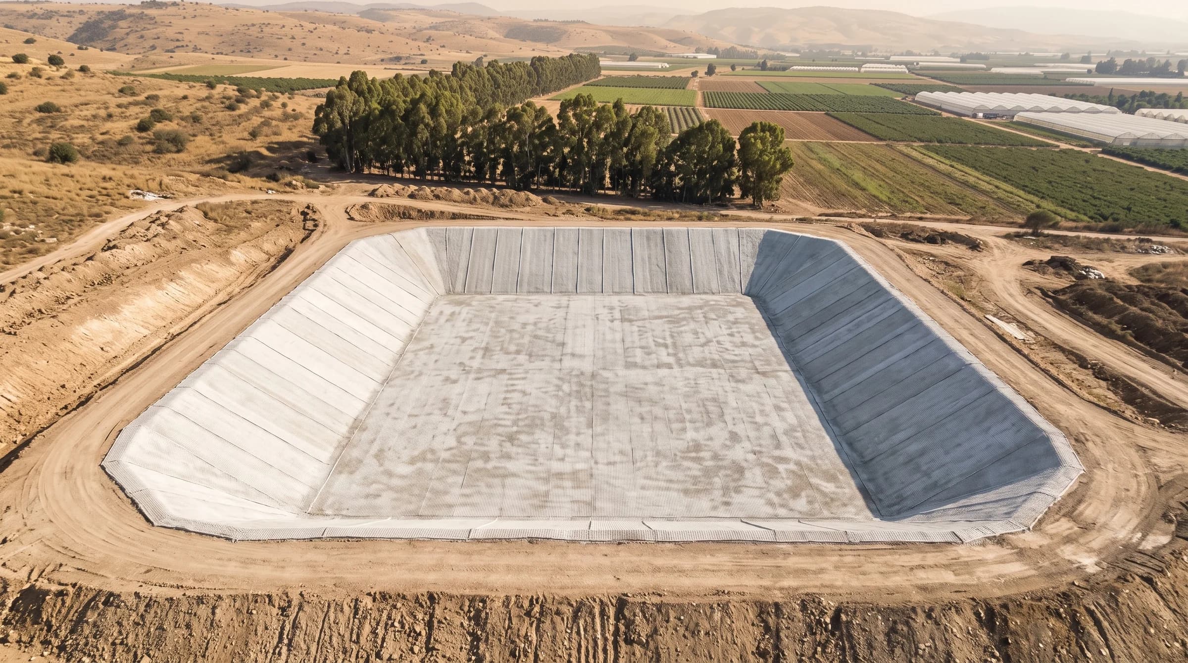 מאגר מים מדופן ב-PENNCRETE, מבט מלמעלה על הדפנות והקרקעית